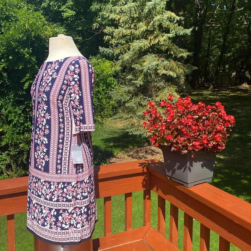 NWT Eliza J. Posted k, blue& white dress, see measurements in photos. - Picture 2 of 15